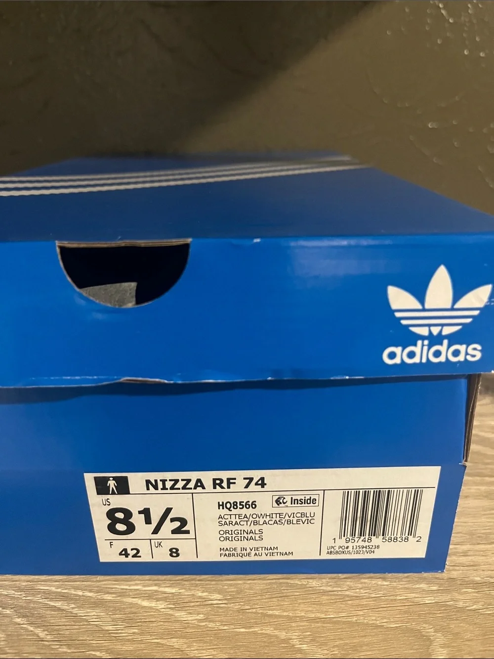Men’s Size 8.5 Adidas Originals Nizza RF 74 - Active Teal/Off White/Victory Blue